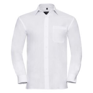 Russell Mens Long Sleeve Pure Cotton Work Shirt / White